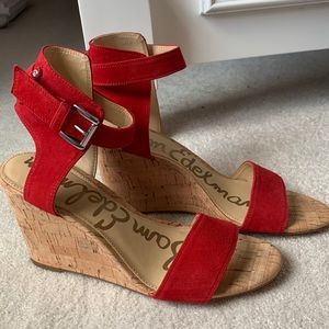 Wedged Heels with Red Straps